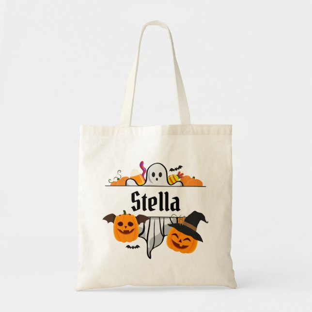 Enfants Halloween nom Sac fourre-tout Trick or Tre (Devant)