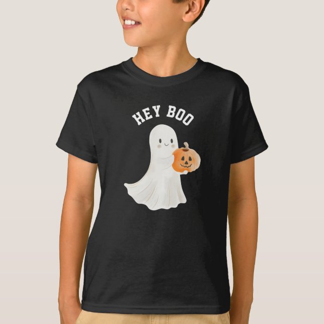 Enfants Hey Boo Funny Halloween Tshirt (Devant)