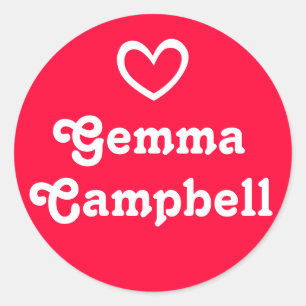 Enfants id nommé à coeur ouvert rouge autocollant