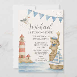 Enfants Invitation d'anniversaire nautique
