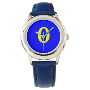 Enfants Jaune Numéro 0 Bézel Bleu Montre à poignet