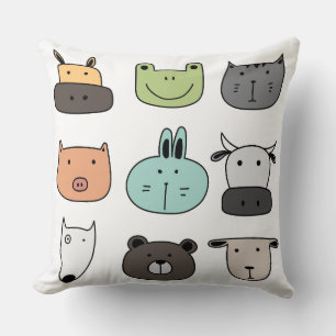 Enfants Jetent Coussin - Visages animaux