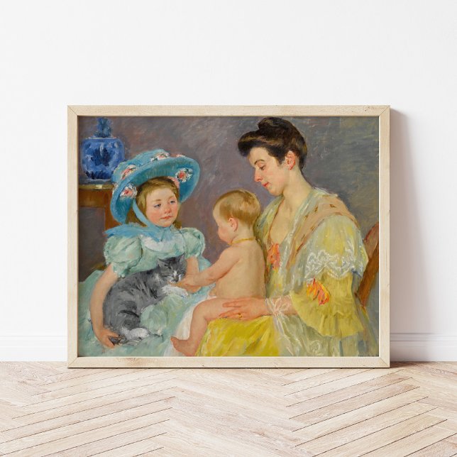 Enfants jouant avec un chat | Mary Cassatt Poster (Créateur téléchargé)