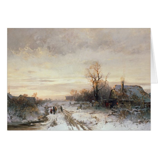 Enfants jouant dans un paysage d'hiver (Devant horizontal)