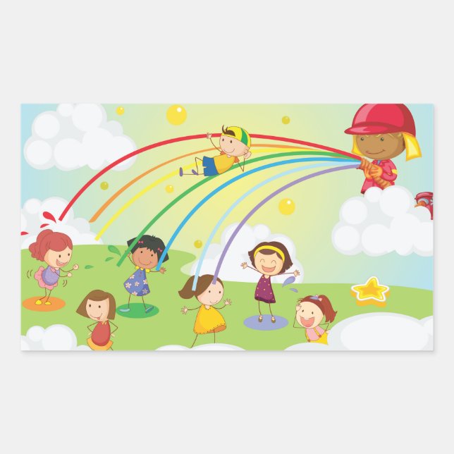 Enfants Jouant Dans Un Stickers De Parc (Devant)