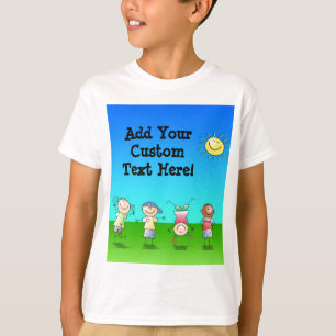 Enfants jouant dehors sur un T-shirt de jour