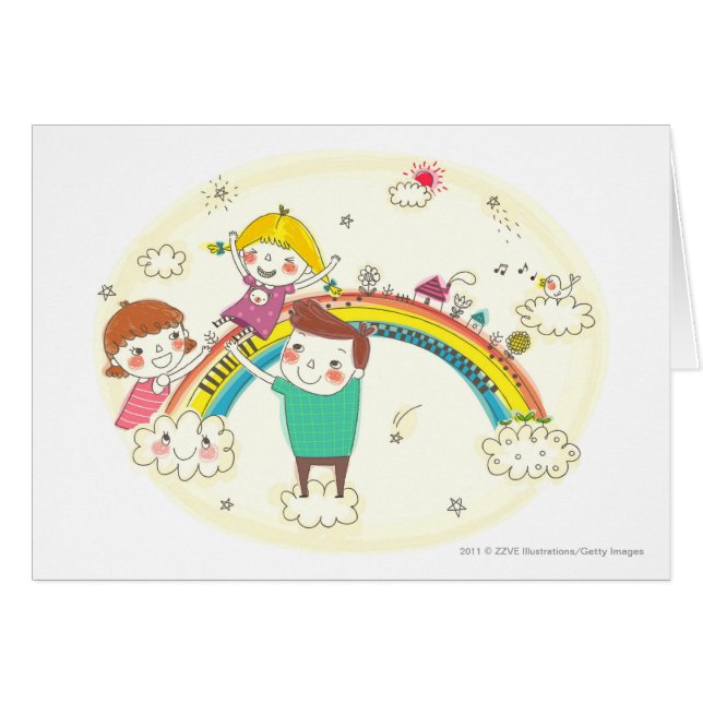 Enfants jouant sur l'arc-en-ciel (Devant horizontal)