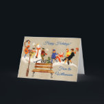 Enfants Jouer dans la neige Nom Art Déco Carte de<br><div class="desc">De Charm Design Studio — faites un pas en arrière dans le temps avec cette scène de neige de vacances vintage / rétro. Celui-ci — Les enfants jouent dans la neige est principalement une illustration Vintage Art déco Volland en hiver. Aussi, personnalisez avec votre nom de famille.</div>