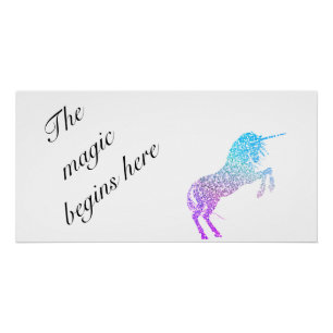 Enfants "La Magie commence ici" Unicorn Poster bri