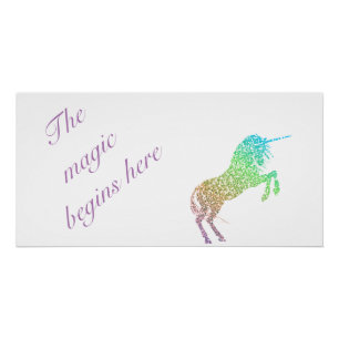 Enfants "La Magie commence ici" Unicorn Poster bri