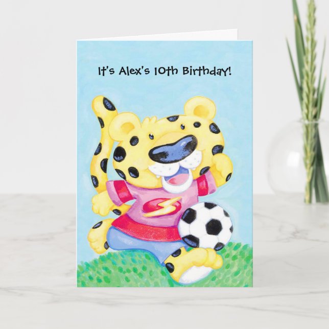 Enfants leopard soccer invitations personnalisable (Devant)