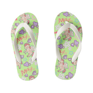 Enfants Magic Unicorn Green. Les tongs de l'enfant