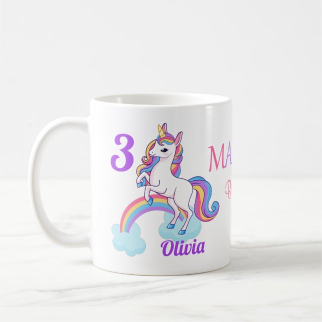 Enfants magique 3e anniversaire Unicorn Mug (Gauche)