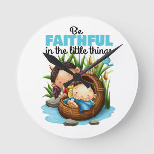 Enfants mignons Bible verse horloge murale