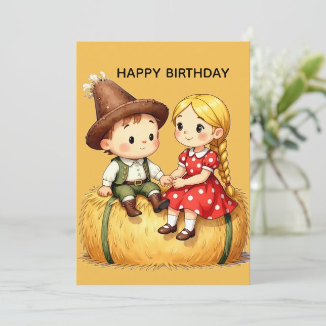 Enfants Mignons de la Campagne sur une Balle de Fo (Debout devant)
