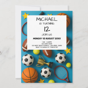 Enfants Modernes Sports Invitation Anniversaire