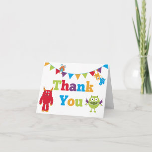 Enfants Monster Anniversaire Merci Cartes