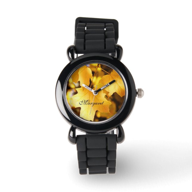 Enfants Montre Personnaliser Nom Golden Autumn Lea (Recto)