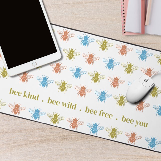 Enfants Motif d'abeilles colorées avec texte perso (Cute Bee Desk Mat for Kids)
