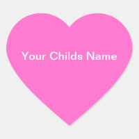 Enfants Nom Coeur autocollant Personnalisé rose bl