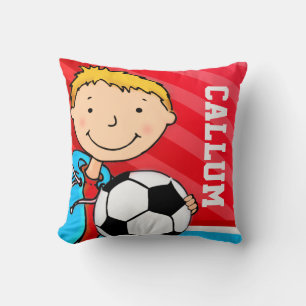 Enfants nom garçons football soccer rouge coussin
