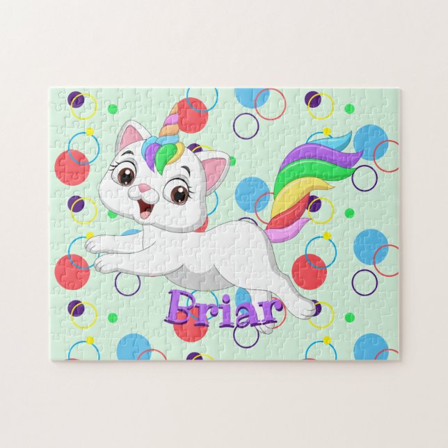 Enfants Nom Happy Kittycorn Puzzle Activité d'appr (Horizontal)