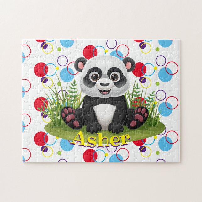 Enfants Nom Panda Puzzle Activité d'apprentissage (Horizontal)