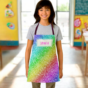 Enfants Nom personnalisé Tabliers Rainbow parties