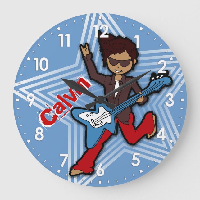 Enfants nom rockstar guitare garçon horloge (Recto)