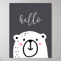 Enfants Nursery Bear Hello Script Poster