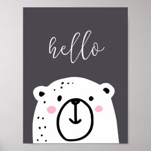 Enfants Nursery Bear Hello Script Poster
