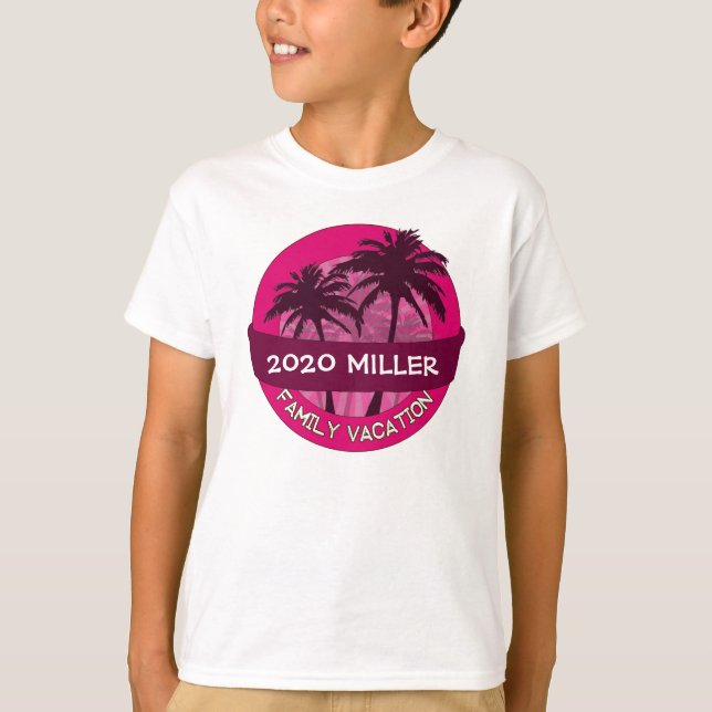 Enfants palmier rose nom personnalisé t-shirt vaca (Devant)