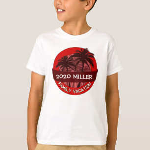 Enfants palmier rouge nom personnalisé t-shirt vac