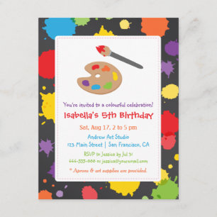 Enfants peignant des invitations de partie de