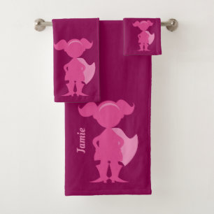 Enfants personnalisés par silhouette rose de super