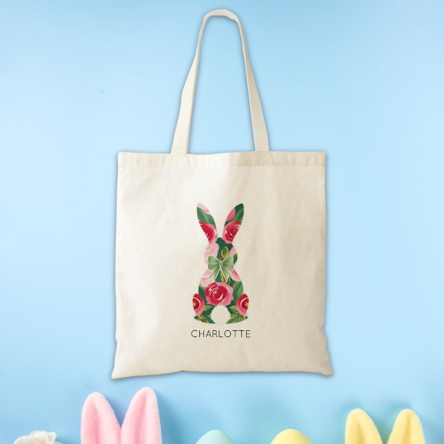 Enfants personnalisés Sac fourre-tout lapin de Pâq (Personalized Kids Easter Bunny Tote Bag for Girls)