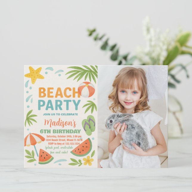 Enfants Plage Anniversaire Invitation & Décor (Debout devant)