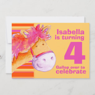 Enfants pony treking 4e anniversaire invitation