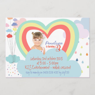 Enfants Rainbow Thème Anniversaire Invitation