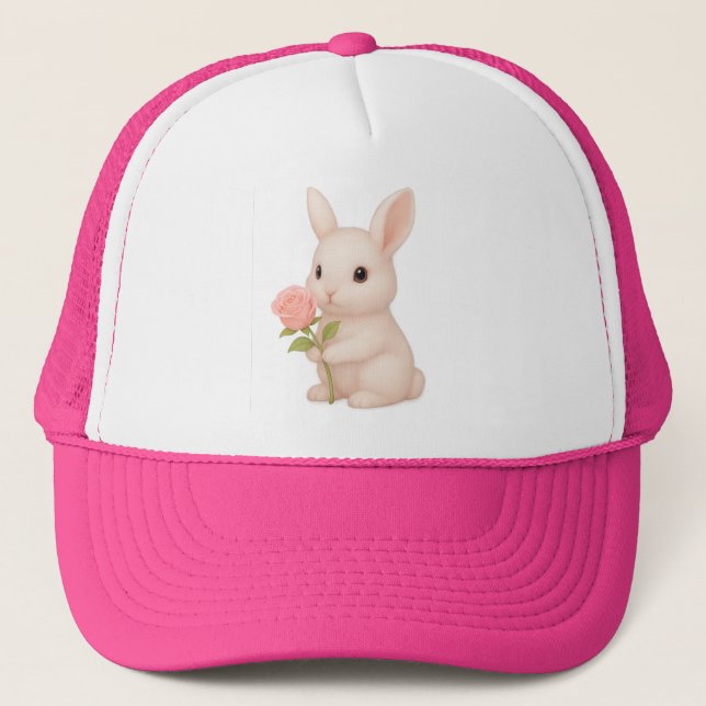 Enfants roses Casquette avec lapin rose mignon (Devant)