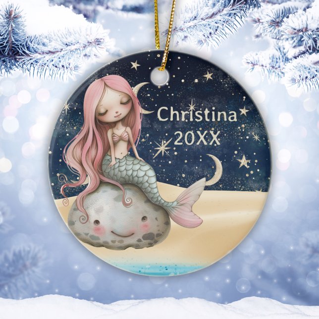 Enfants Sirène personnalisée Ornement de Noël (Kids Personalized Mermaid Christmas Ornament
)
