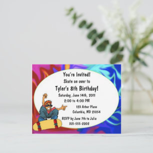 Enfants Skateboard Anniversaire Fête Invitation