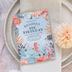Enfants sous la mer Invitation fête d'anniversaire