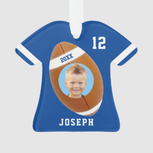 Enfants Sporty Blue Photo Football Jersey Ornement