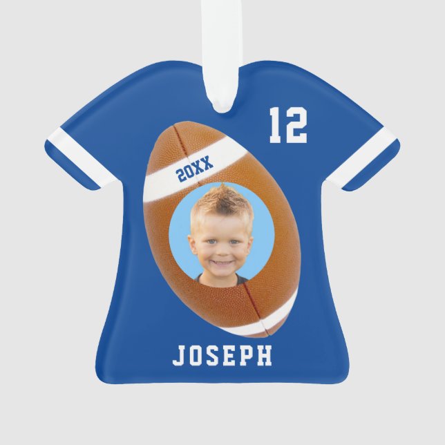 Enfants Sporty Blue Photo Football Jersey Ornement