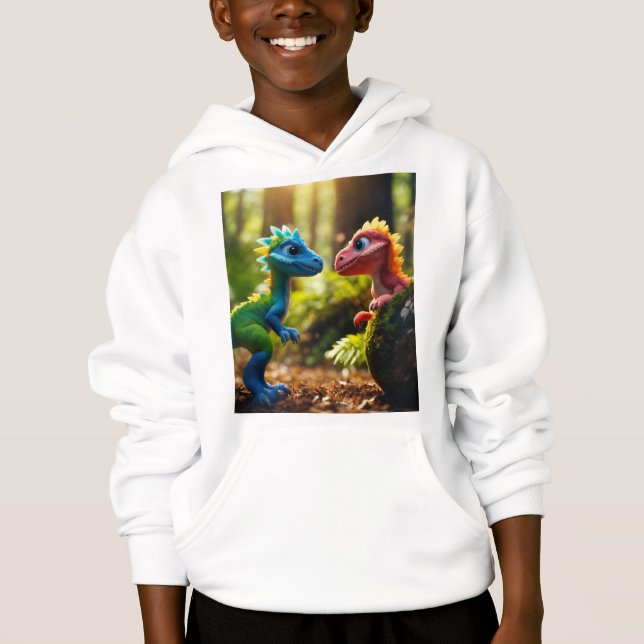 Enfants sweat - shirt à capuche avec photo de dino (Devant)