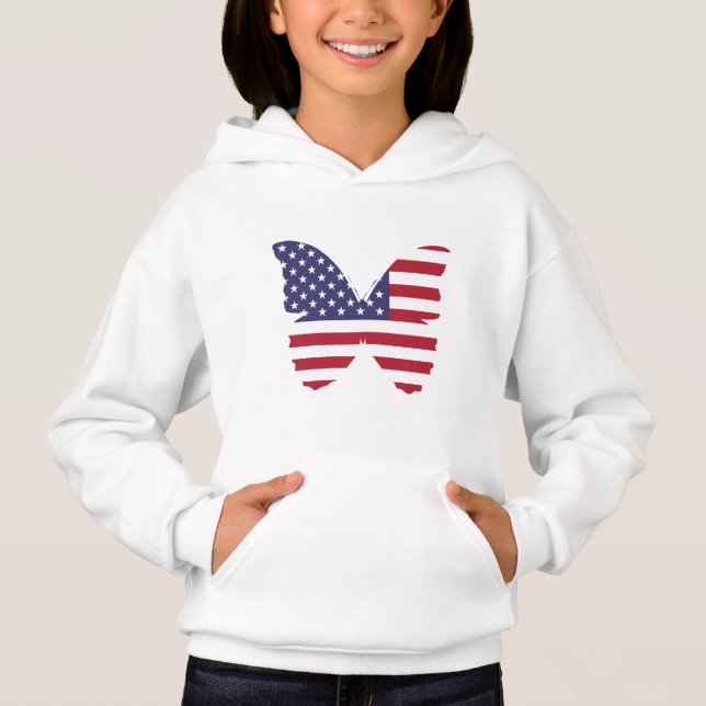 Enfants Sweat - shirt à capuche patriotique-papill (Devant)