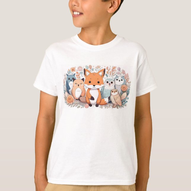 Enfants - T-shirt - Animaux forestiers (Devant)