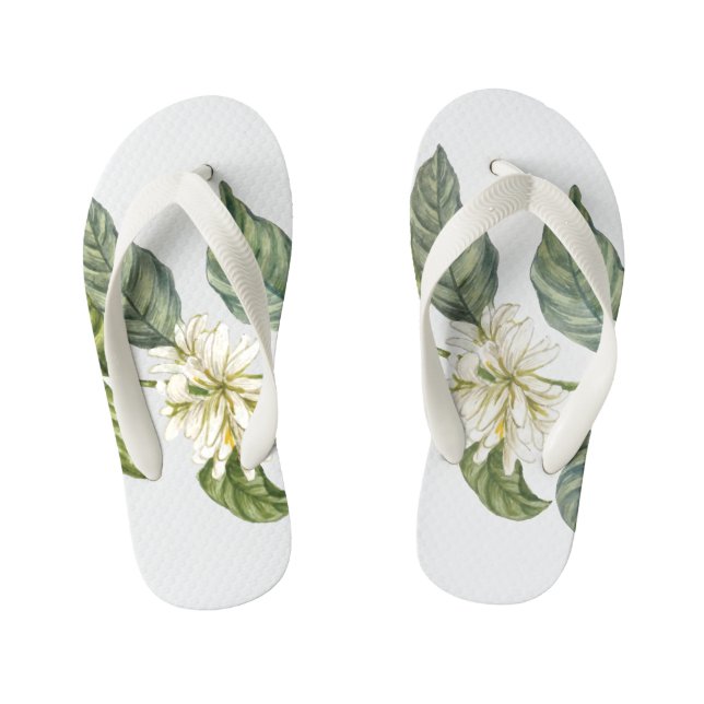 Enfants Tongs botaniques à fleurs blanches tropicales (Semelle)
