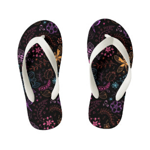 Enfants Tongs papillon floral néon